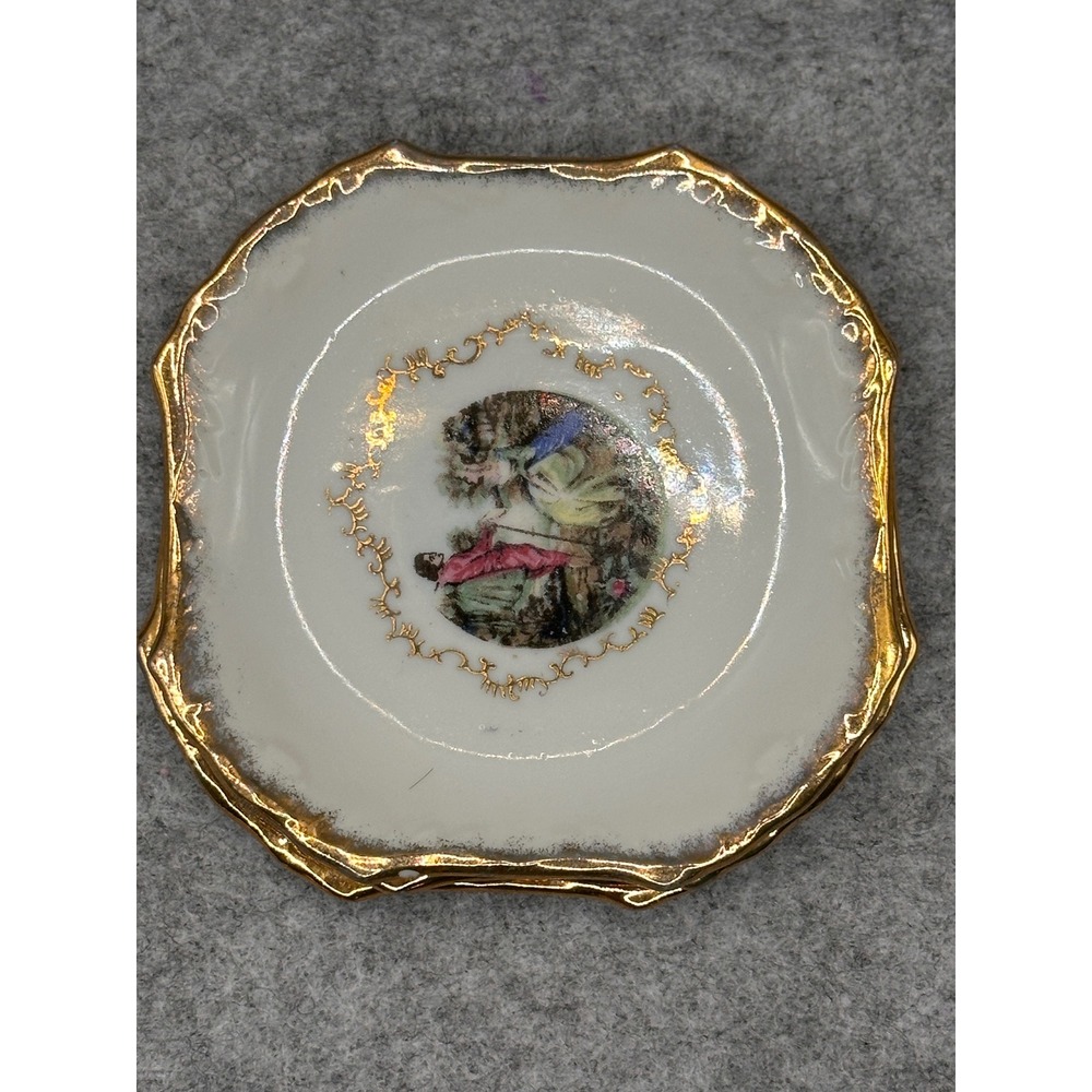 Vintage Royal Romance Courting Couple Porcelain Butter Pat Dishes Japan Set of 2